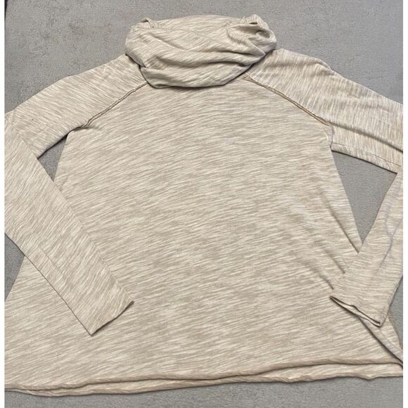 Free People Beach Sweater OS Two Body Beige Brown Knit Roll Neck Cocoon Boho - Picture 1 of 7